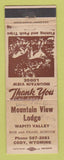 Matchbook Cover - Mountain View Lodge Cody WY WORN WRITING