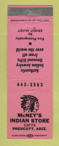 Matchbook Cover - McNey's Indian Store Prescott AZ WEAR