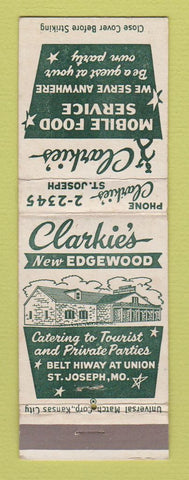 Matchbook Cover - Clarkie's Restaurant St Joseph MO