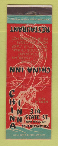 Matchbook Cover - China Inn Schenectady NY Chinese