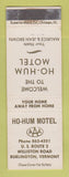 Matchbook Cover - Ho Hum Motel Burlington VT WEAR