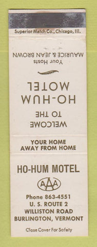 Matchbook Cover - Ho Hum Motel Burlington VT WEAR