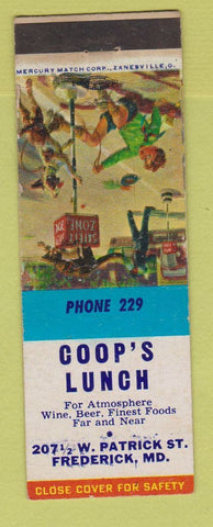 Matchbook Cover - Coop's Lunch Frederick MD