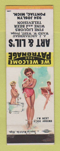 Matchbook Cover - Art & Lil's Pontiac MI pinup