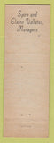 Matchbook Cover - Spiro's Grill Restaurant Colorado Springs
