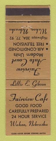 Matchbook Cover - Fairview Auto Court Wahoo NE