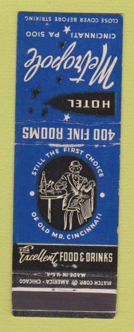 Matchbook Cover - Hotel Metropole Cincinnati OH