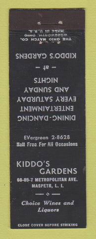Matchbook Cover - Kiddo's Gardens Maspeth LI NY