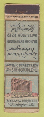 Matchbook Cover - Ambassador Hotel Washington DC WEAR
