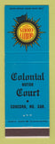 Matchbook Cover - Colonial Motor Court Quality Courts Concord NC