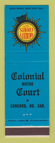 Matchbook Cover - Colonial Motor Court Quality Courts Concord NC