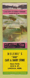 Matchbook Cover - Delene's Cafe Dairy Store Lincoln NE POOR STRIKER