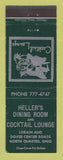 Matchbook Cover - Heller's Dining Room North Olmsted OH