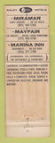 Matchbook Cover - Marina Inn Sacramento CA WORN
