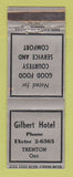 Matchbook Cover - Gilbert Hotel Trenton ON