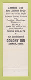 Matchbook Cover - Colony Inn Amana IA