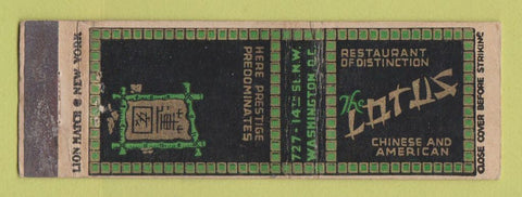 Matchbook Cover - Lotus Chinese Restaurant Washington DC WEAR