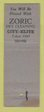 Matchbook Cover - City Elite Laundry Denver Colorado