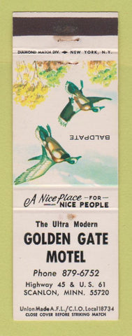 Matchbook Cover - Golden Gate Motel Scanlon MN WEAR