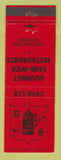 Matchbook Cover - Gourment Sandwich Restaurant Chattanooga TN