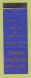 Matchbook Cover - Three Crowns Motor Lodge Gettysburg PA