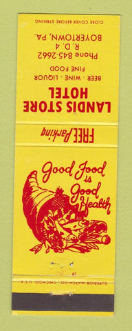 Matchbook Cover - Landis Store Hotel Boyertown PA