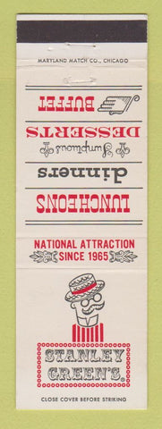 Matchbook Cover - Stanley Green's Restaurants Philadelphia Chicago Boston