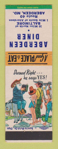Matchbook Cover - Aberdeen Diner MD hillbilly