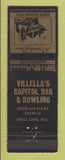 Matchbook Cover - Villella's Capitol Bar Bowling Shell Lake WI
