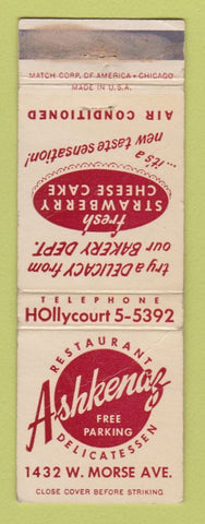Matchbook Cover - Ashkenaz Deli Restaurant Chicago IL WORN