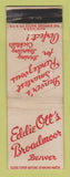 Matchbook Cover - Eddie Ott's Broadmoor Denver Colorado Restaurant WORN WRITING