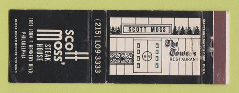Matchbook Cover - Scott Moss' Steak House Philadelphia PA