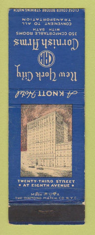 Matchbook Cover - Cornish Arms Hotel New York City
