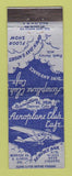 Matchbook Cover - Aeroplane Club Cafe Denver Colorado