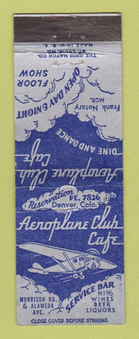 Matchbook Cover - Aeroplane Club Cafe Denver Colorado
