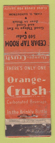 Matchbook Cover - Orange Crush Soda Cedar Tap Room St Paul MN WORN