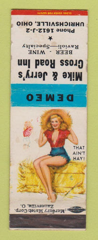 Matchbook Cover - Mike & Jerry's Cross Road Inn Uhrichsville OH pinup WORN