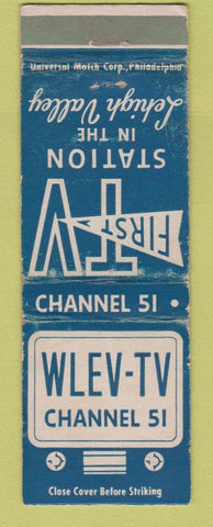 Matchbook Cover - WLEV TV Channel 15 Bethlehem Easton Allentown PA WORN