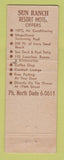 Matchbook Cover - Sun Ranch Resort Motel Miami Beach FL WEAR