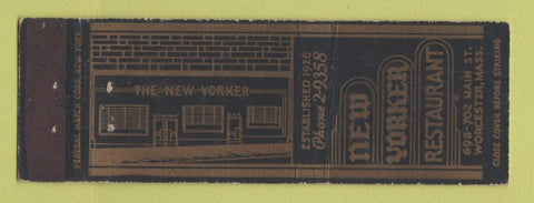 Matchbook Cover - New Yorker Restaurant Worcester MA Federal