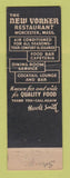 Matchbook Cover - New Yorker Restaurant Worcester MA Federal
