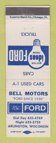 Matchbook Cover - Bell Motors Ford Arlington WI