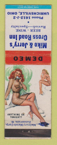 Matchbook Cover - Mike & Jerry's Cross Road Inn Uhrichsville OH pinup WEAR
