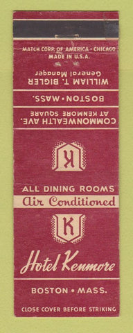 Matchbook Cover - Hotel Kenmore Boston MA WORN