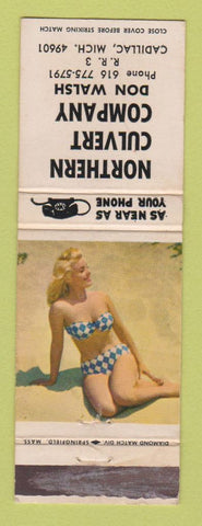 Matchbook Cover - Northern Culvert Company Cadillac MI pinup WORN