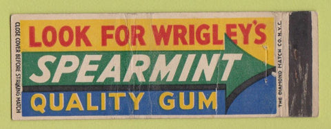 Matchbook Cover - Wrigley's Spearmint Gum WEAR