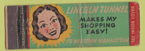 Matchbook Cover - New York Port Authority Lincoln Tunnel WORN