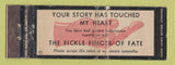 Matchbook Cover - Fickle Finger of Fate Ash Tray Terry Hand Hollywood CA WEAR