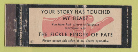 Matchbook Cover - Fickle Finger of Fate Ash Tray Terry Hand Hollywood CA WEAR