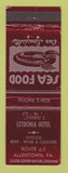 Matchbook Cover - Trinkle's Cetronia Hotel Allentown PA